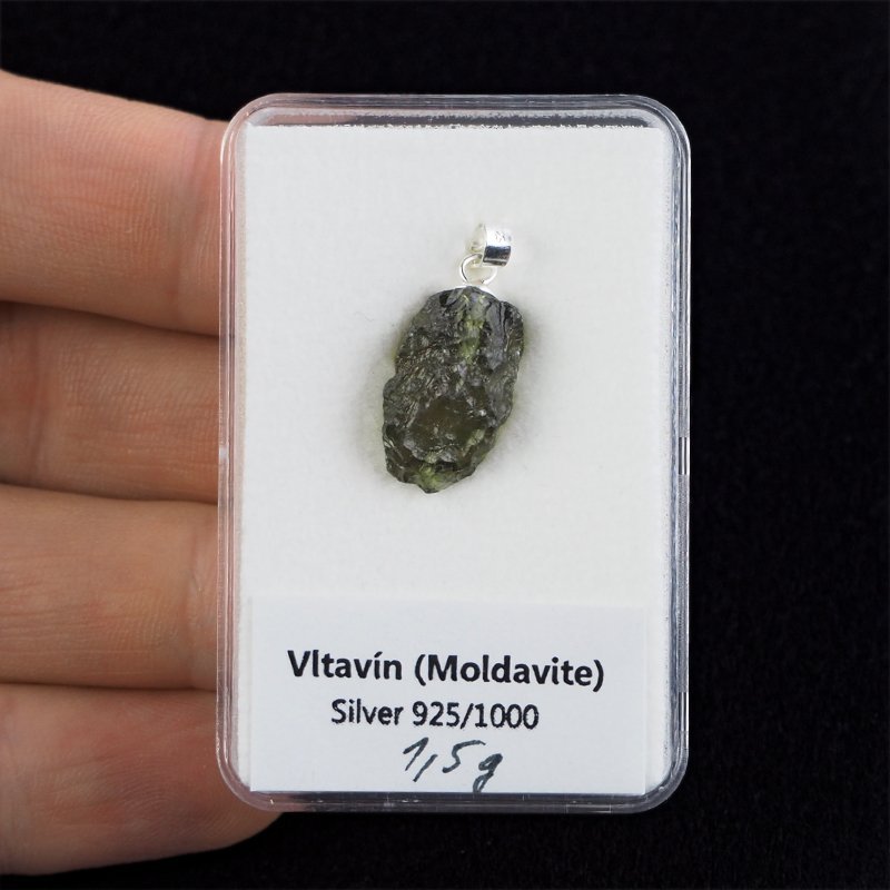 MOŁDAWIT - TEKTYT - WISIOREK Z NATURALNYM KAMIENIEM - 24 mm - CZECHY