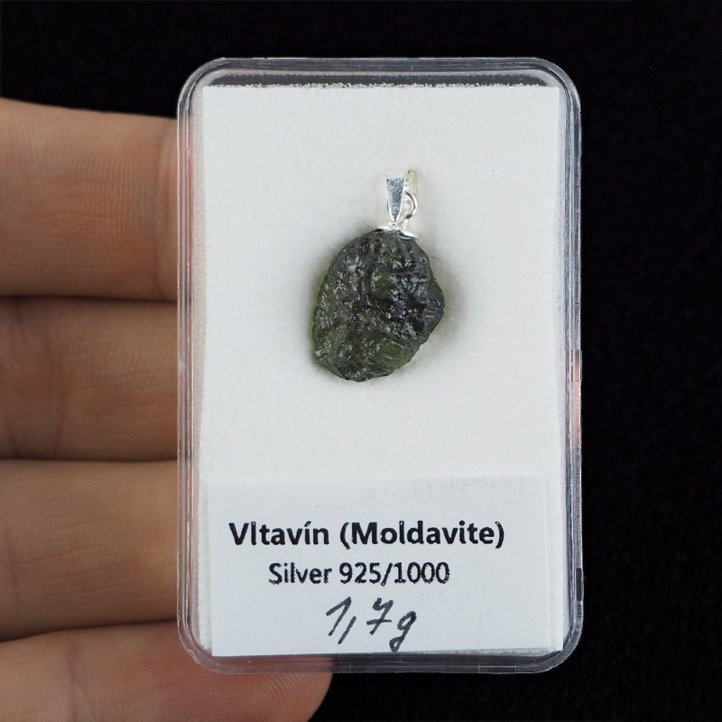MOŁDAWIT - TEKTYT - WISIOREK Z NATURALNYM KAMIENIEM - 22 mm - CZECHY