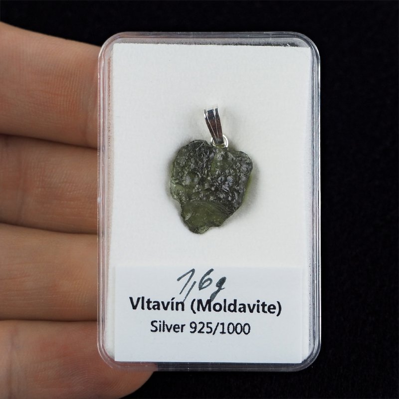 MOŁDAWIT - TEKTYT - WISIOREK Z NATURALNYM KAMIENIEM - 23 mm - CZECHY