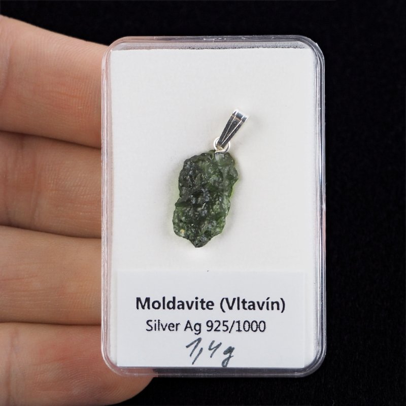 MOŁDAWIT - TEKTYT - WISIOREK Z NATURALNYM KAMIENIEM - 25 mm - CZECHY