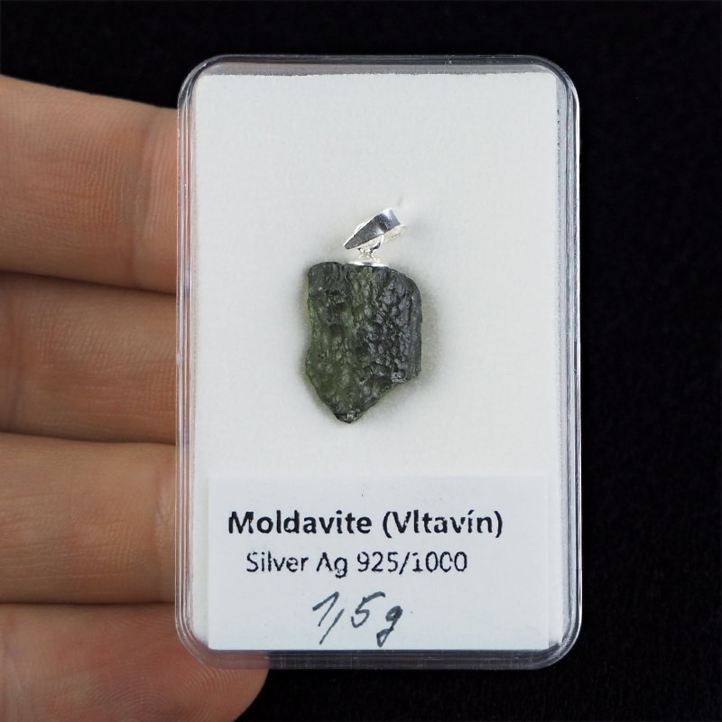 MOŁDAWIT - TEKTYT - WISIOREK Z NATURALNYM KAMIENIEM - 23 mm - CZECHY