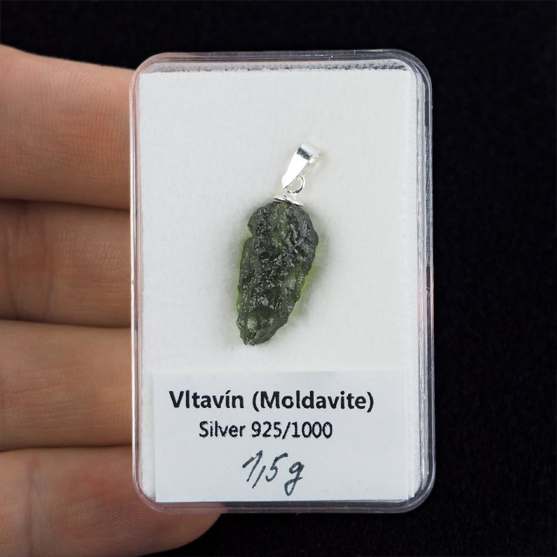 MOŁDAWIT - TEKTYT - WISIOREK Z NATURALNYM KAMIENIEM - 27 mm - CZECHY