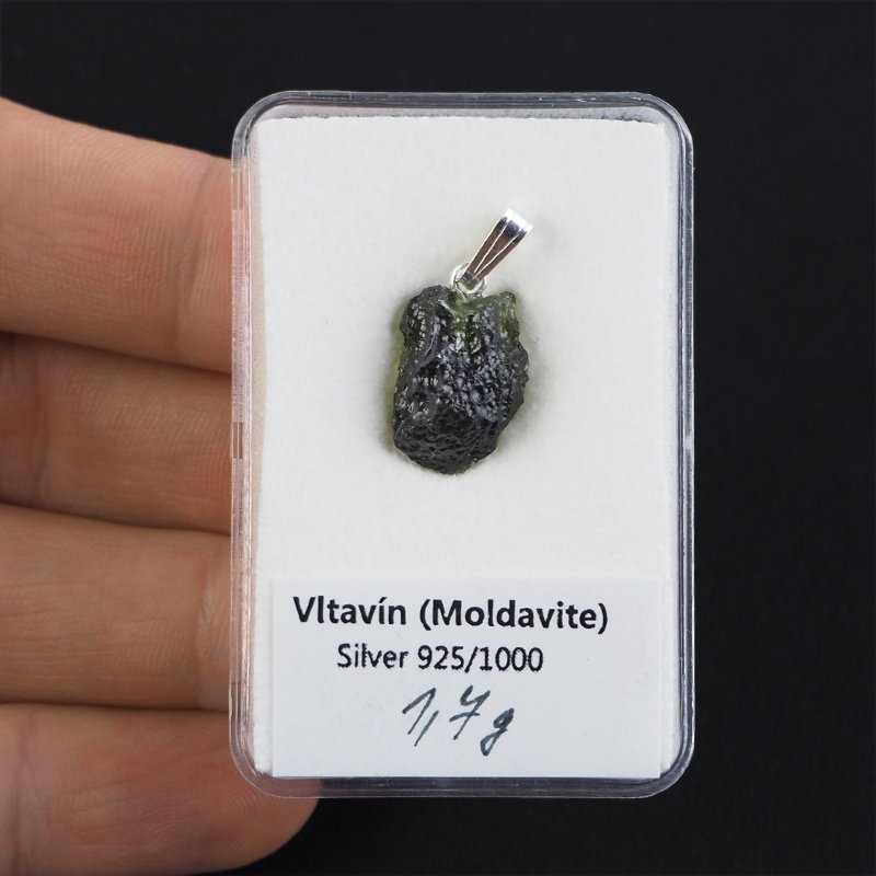 MOŁDAWIT - TEKTYT - WISIOREK Z NATURALNYM KAMIENIEM - 23 mm - CZECHY