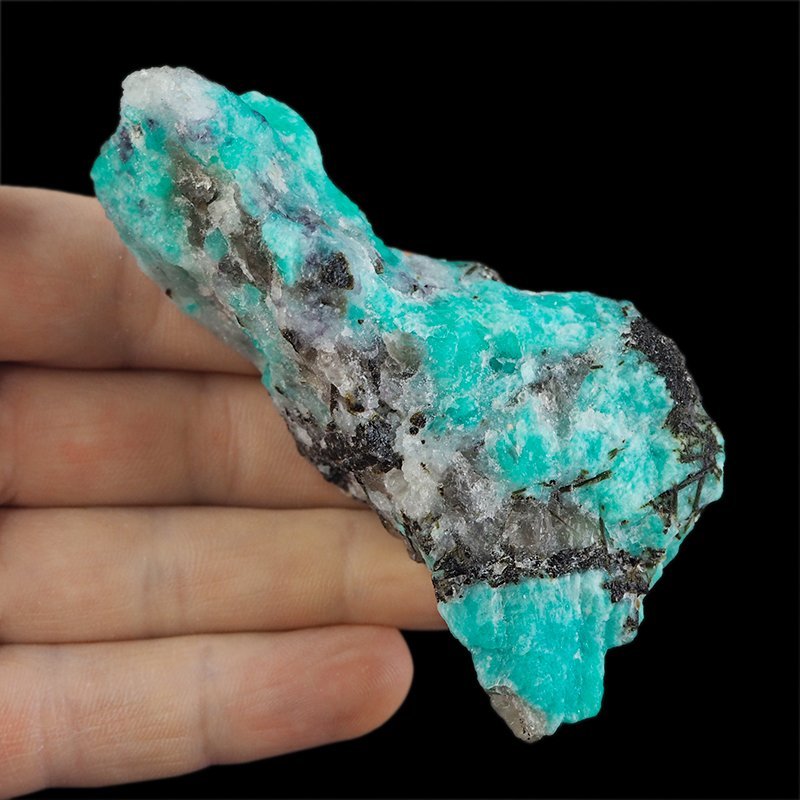 AMAZONIT, KWARC DYMNY, TURMALIN - BRYŁKA - 88 mm - MADAGASKAR