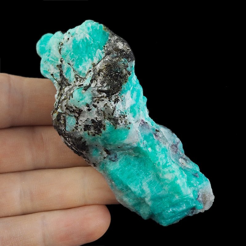 AMAZONIT, KWARC DYMNY, TURMALIN - BRYŁKA - 88 mm - MADAGASKAR