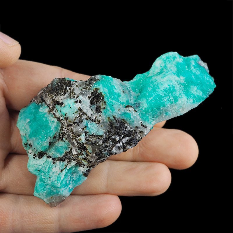AMAZONIT, KWARC DYMNY, TURMALIN - BRYŁKA - 88 mm - MADAGASKAR
