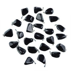 OBSYDIAN CZARNY - WISIOREK Z KAMIENIEM NATURALNYM - 25-30 mm