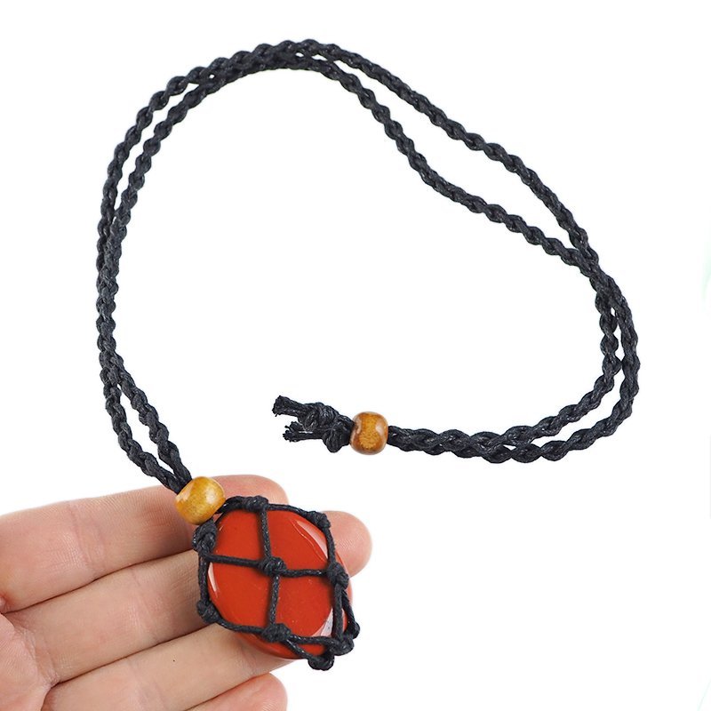 JASPIS CZERWONY - NASZYJNIK Z KAMIENIEM NATURALNYM - 32-38 mm