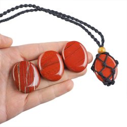 JASPIS CZERWONY - NASZYJNIK Z KAMIENIEM NATURALNYM - 32-38 mm