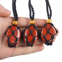 JASPIS CZERWONY - NASZYJNIK Z KAMIENIEM NATURALNYM - 32-38 mm