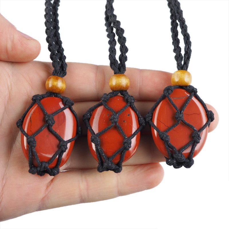 JASPIS CZERWONY - NASZYJNIK Z KAMIENIEM NATURALNYM - 32-38 mm