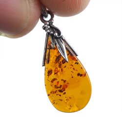 BURSZTYN - WISIOREK Z NATURALNYM KAMIENIEM - 33 mm