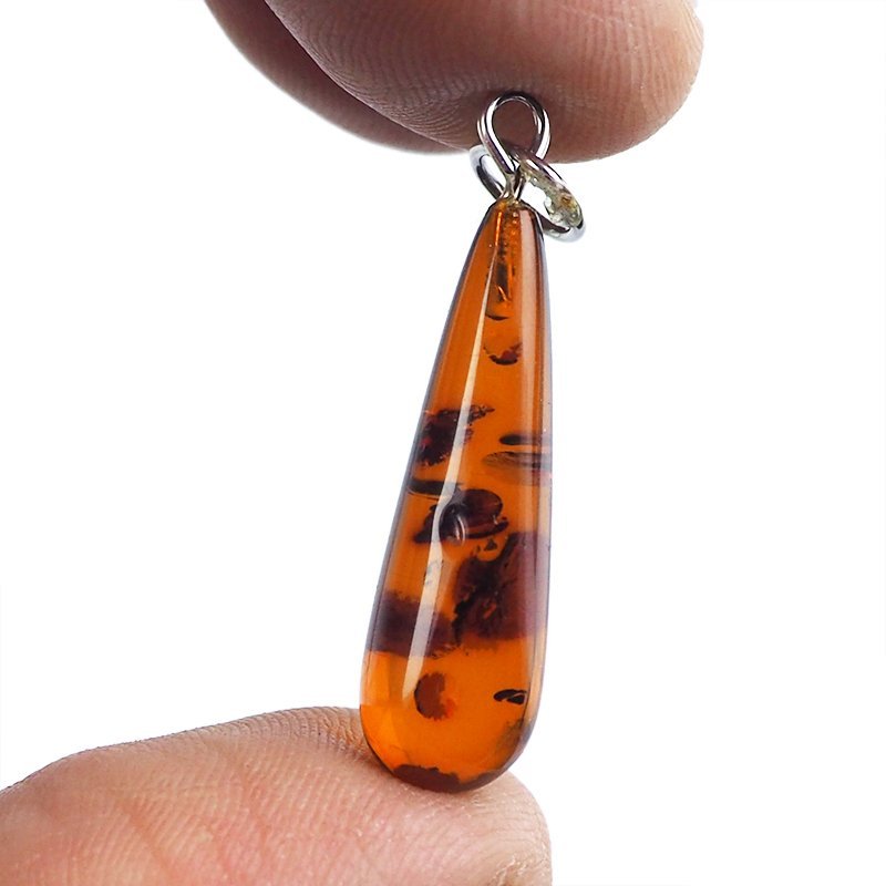 BURSZTYN - WISIOREK Z NATURALNYM KAMIENIEM - 37 mm