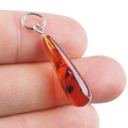 BURSZTYN - WISIOREK Z NATURALNYM KAMIENIEM - 37 mm