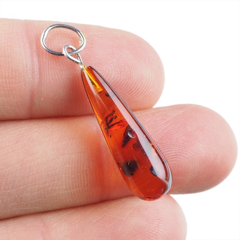 BURSZTYN - WISIOREK Z NATURALNYM KAMIENIEM - 37 mm