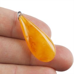 BURSZTYN - WISIOREK Z NATURALNYM KAMIENIEM - 41 mm