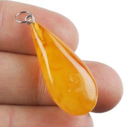 BURSZTYN - WISIOREK Z NATURALNYM KAMIENIEM - 41 mm