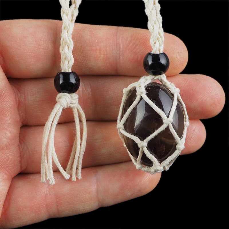 KWARC DYMNY - NASZYJNIK Z KAMIENIEM NATURALNYM - 25-30 mm