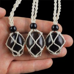 KWARC DYMNY - NASZYJNIK Z KAMIENIEM NATURALNYM - 25-30 mm