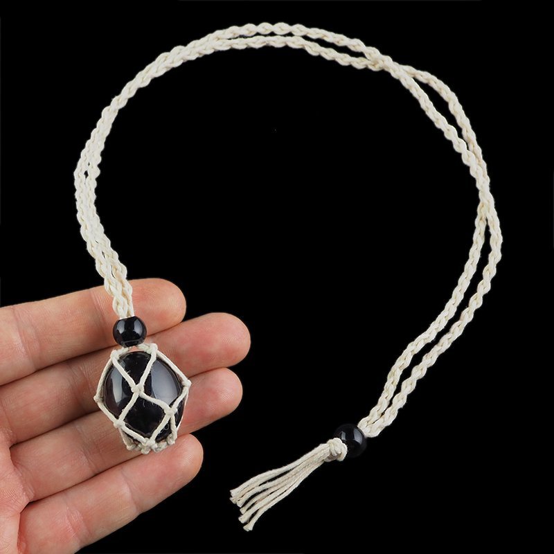 KWARC DYMNY - NASZYJNIK Z KAMIENIEM NATURALNYM - 25-30 mm