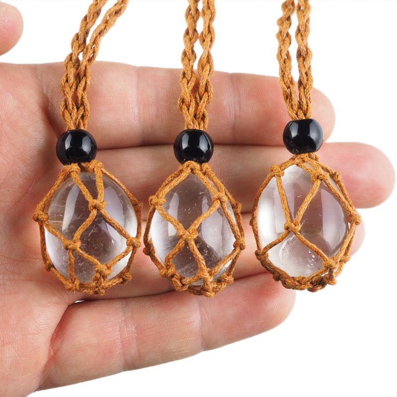 KRYSZTAŁ GÓRSKI - NASZYJNIK Z KAMIENIEM NATURALNYM - 25-28 mm