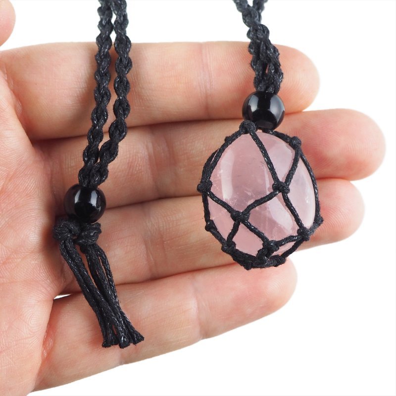 KWARC RÓŻOWY - NASZYJNIK Z NATURALNYM KAMIENIEM - 25-30 mm