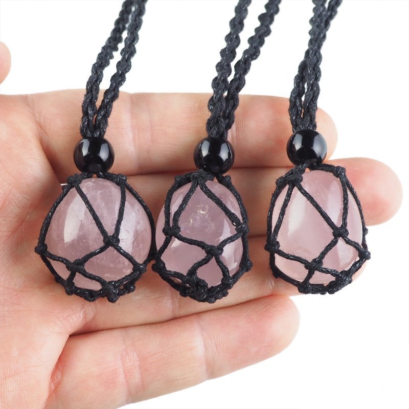 KWARC RÓŻOWY - NASZYJNIK Z NATURALNYM KAMIENIEM - 25-30 mm