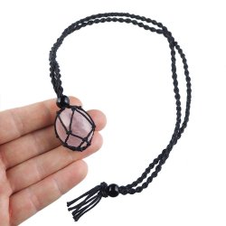 KWARC RÓŻOWY - NASZYJNIK Z NATURALNYM KAMIENIEM - 25-30 mm