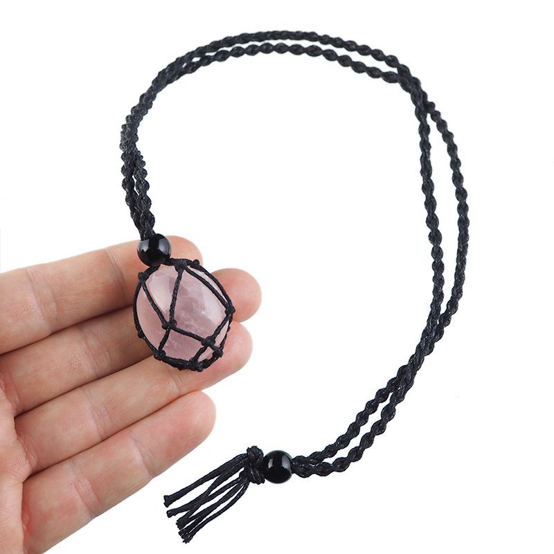 KWARC RÓŻOWY - NASZYJNIK Z NATURALNYM KAMIENIEM - 25-30 mm