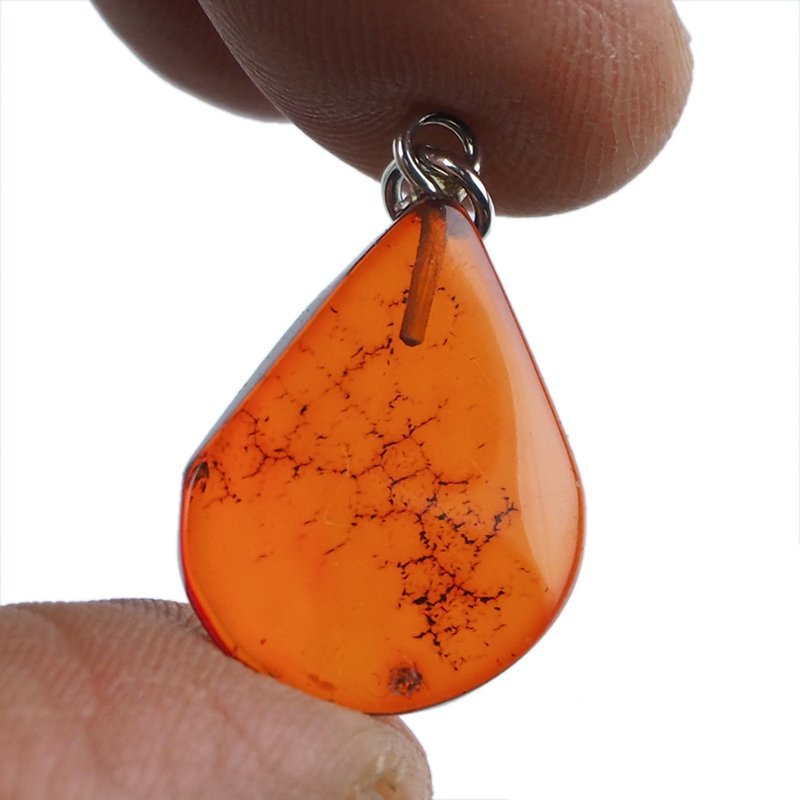 BURSZTYN - WISIOREK Z NATURALNYM KAMIENIEM - 26 mm