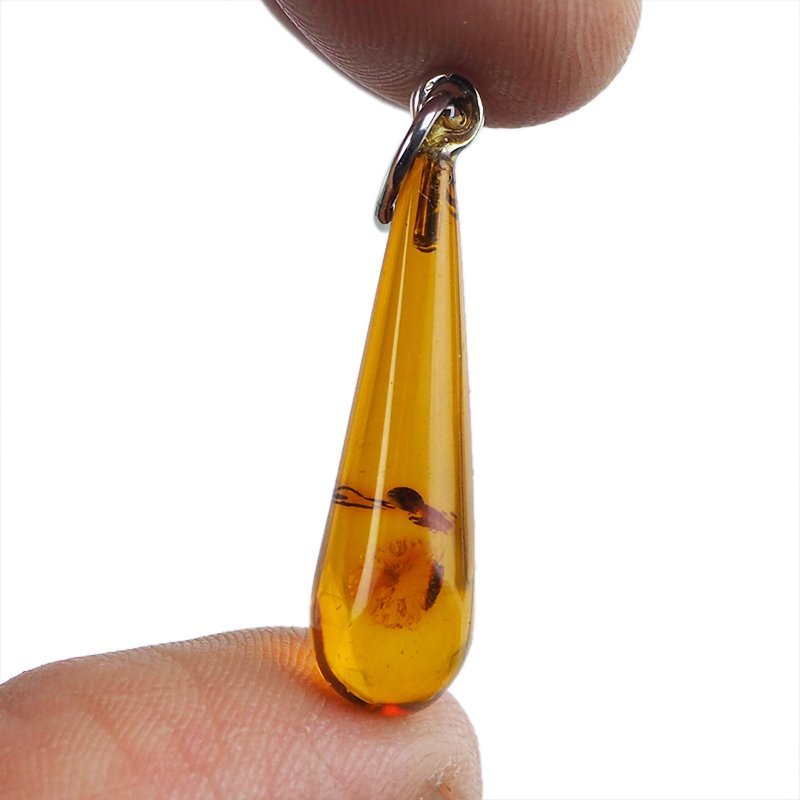 BURSZTYN - WISIOREK Z NATURALNYM KAMIENIEM - 36 mm