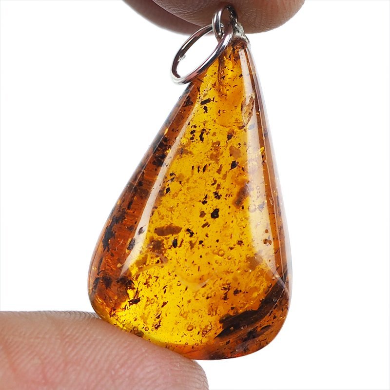 BURSZTYN - WISIOREK Z NATURALNYM KAMIENIEM - 38 mm