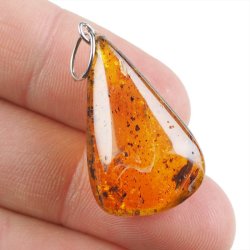 BURSZTYN - WISIOREK Z NATURALNYM KAMIENIEM - 38 mm