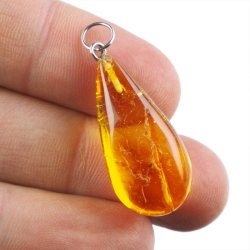 BURSZTYN - WISIOREK Z NATURALNYM KAMIENIEM - 36 mm