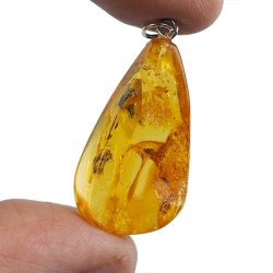 BURSZTYN - WISIOREK Z NATURALNYM KAMIENIEM - 38 mm