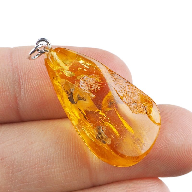 BURSZTYN - WISIOREK Z NATURALNYM KAMIENIEM - 38 mm