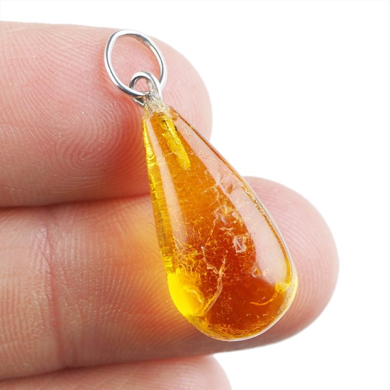 BURSZTYN - WISIOREK Z NATURALNYM KAMIENIEM - 33 mm