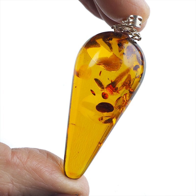 BURSZTYN - WISIOREK Z NATURALNYM KAMIENIEM - 65 mm