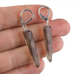 KWARC DYMNY - KOLCZYKI Z KAMIENIEM NATURALNYM - 50-51 mm