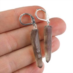 KWARC DYMNY - KOLCZYKI Z KAMIENIEM NATURALNYM - 50-51 mm