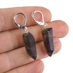 KWARC DYMNY - KOLCZYKI Z KAMIENIEM NATURALNYM - 42-43 mm