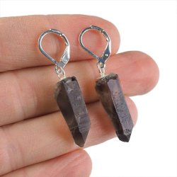 KWARC DYMNY - KOLCZYKI Z KAMIENIEM NATURALNYM - 42-43 mm