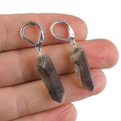 KWARC DYMNY - KOLCZYKI Z KAMIENIEM NATURALNYM - 42-43 mm