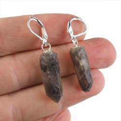 KWARC DYMNY - KOLCZYKI Z KAMIENIEM NATURALNYM - 42-43 mm