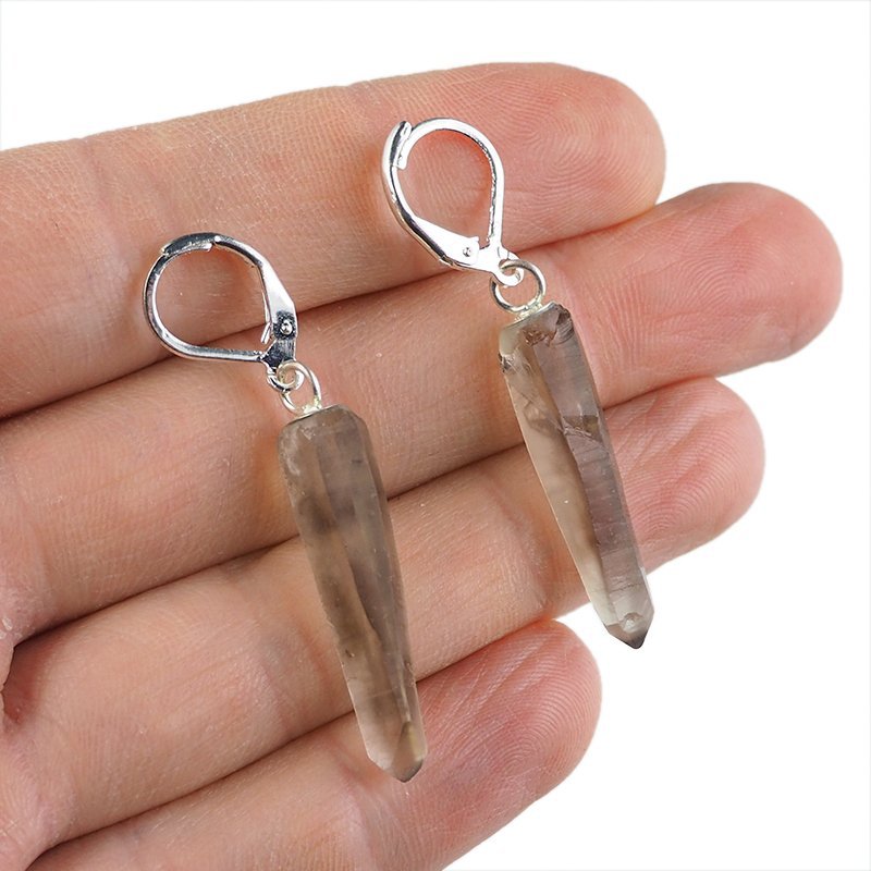 KWARC DYMNY - KOLCZYKI Z KAMIENIEM NATURALNYM - 48-49 mm