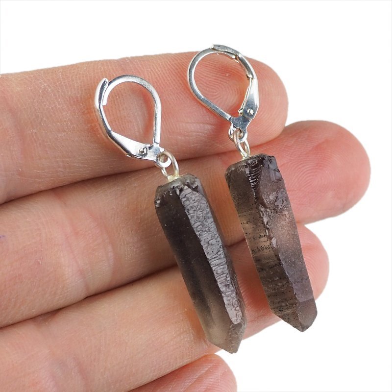 KWARC DYMNY - KOLCZYKI Z KAMIENIEM NATURALNYM - 46 mm