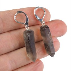 KWARC DYMNY - KOLCZYKI Z KAMIENIEM NATURALNYM - 46 mm