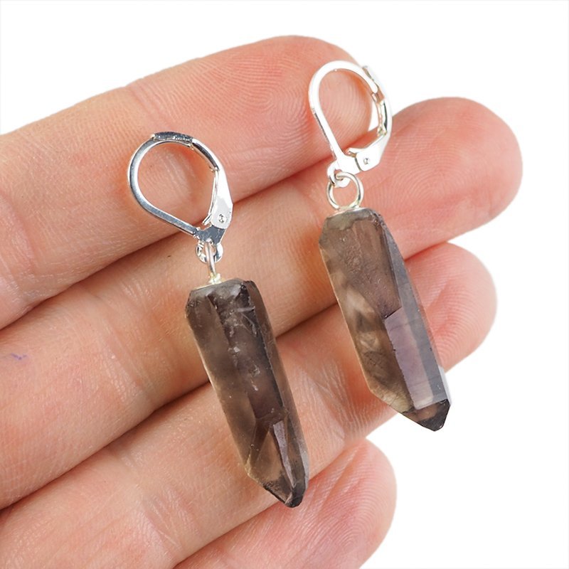 KWARC DYMNY - KOLCZYKI Z KAMIENIEM NATURALNYM - 44-45 mm