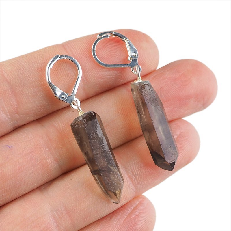 KWARC DYMNY - KOLCZYKI Z KAMIENIEM NATURALNYM - 44-45 mm