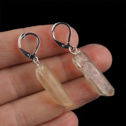 KWARC DYMNY - KOLCZYKI Z KAMIENIEM NATURALNYM - 46-48 mm